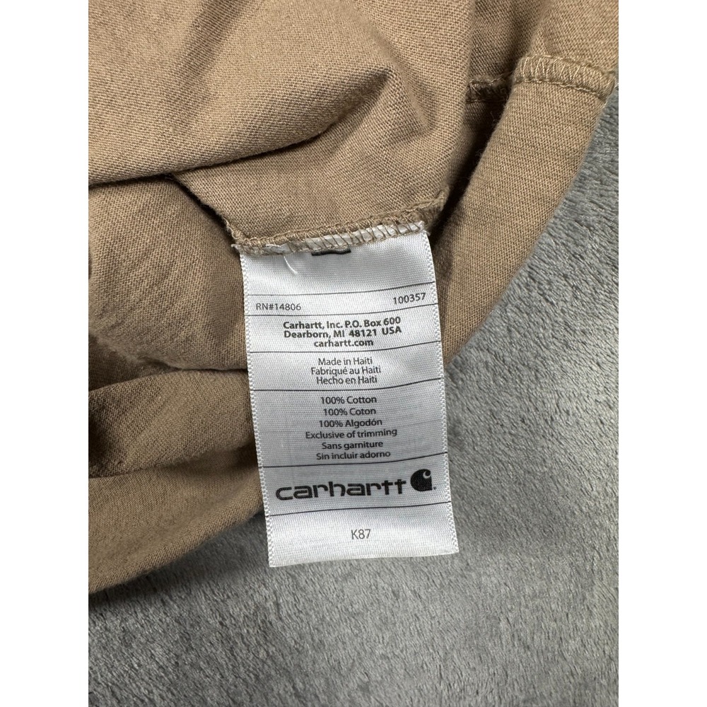 Carhartt Shirt Mens Large Beige K87 Pocket Logo Heavyweight Workwear T-Shirt Tee - Picture 7 of 11